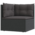Set muebles de jardín 6 piezas y cojines ratán sintético negro