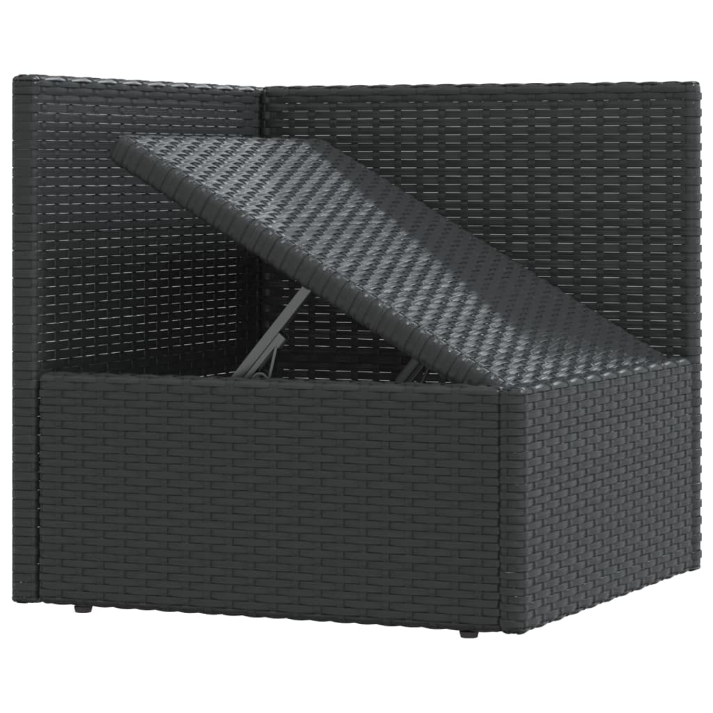 Set muebles de jardín 6 piezas y cojines ratán sintético negro