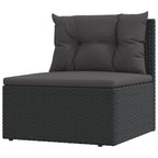 Set muebles de jardín 6 piezas y cojines ratán sintético negro