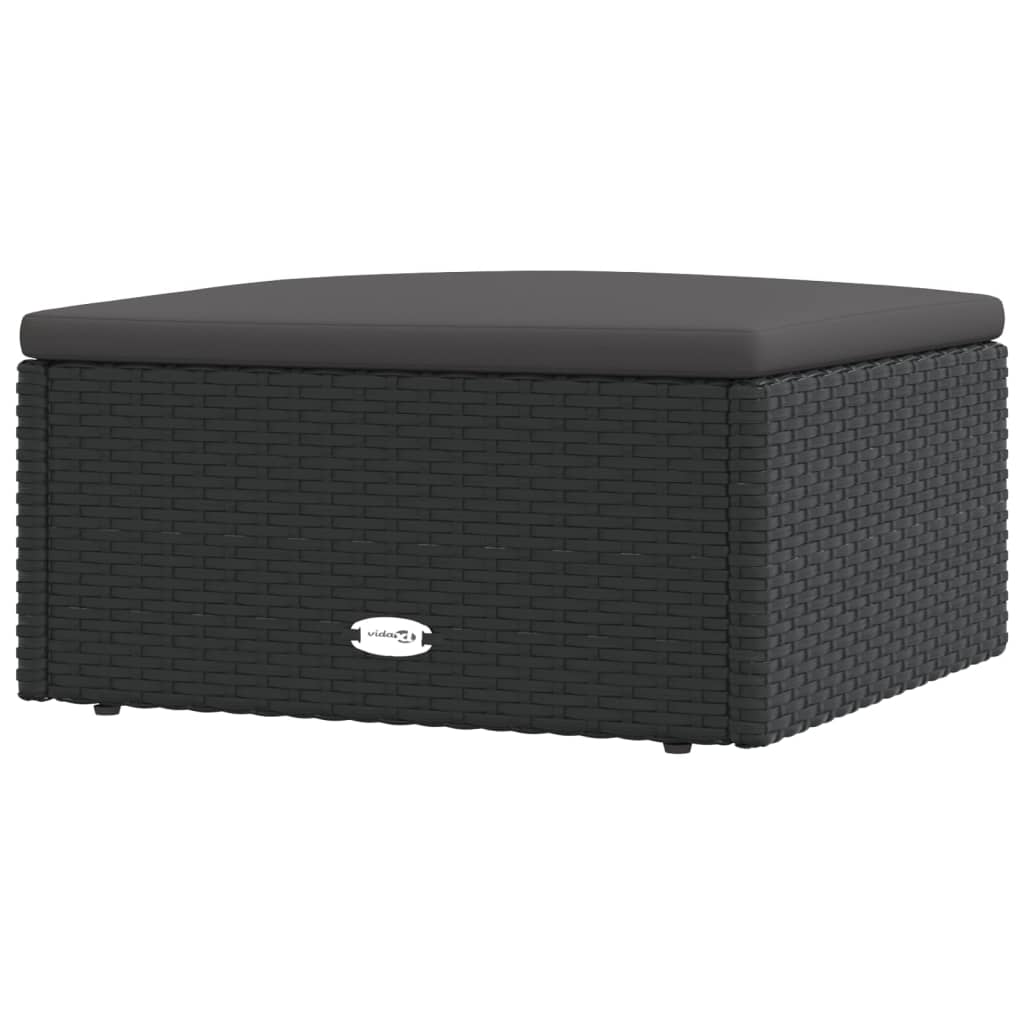Set muebles de jardín 6 piezas y cojines ratán sintético negro