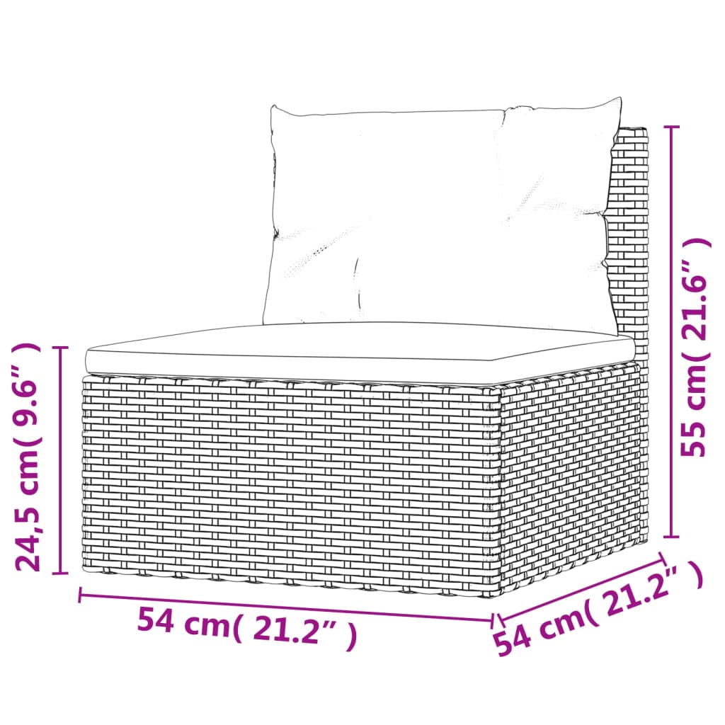Set muebles de jardín 6 piezas y cojines ratán sintético negro