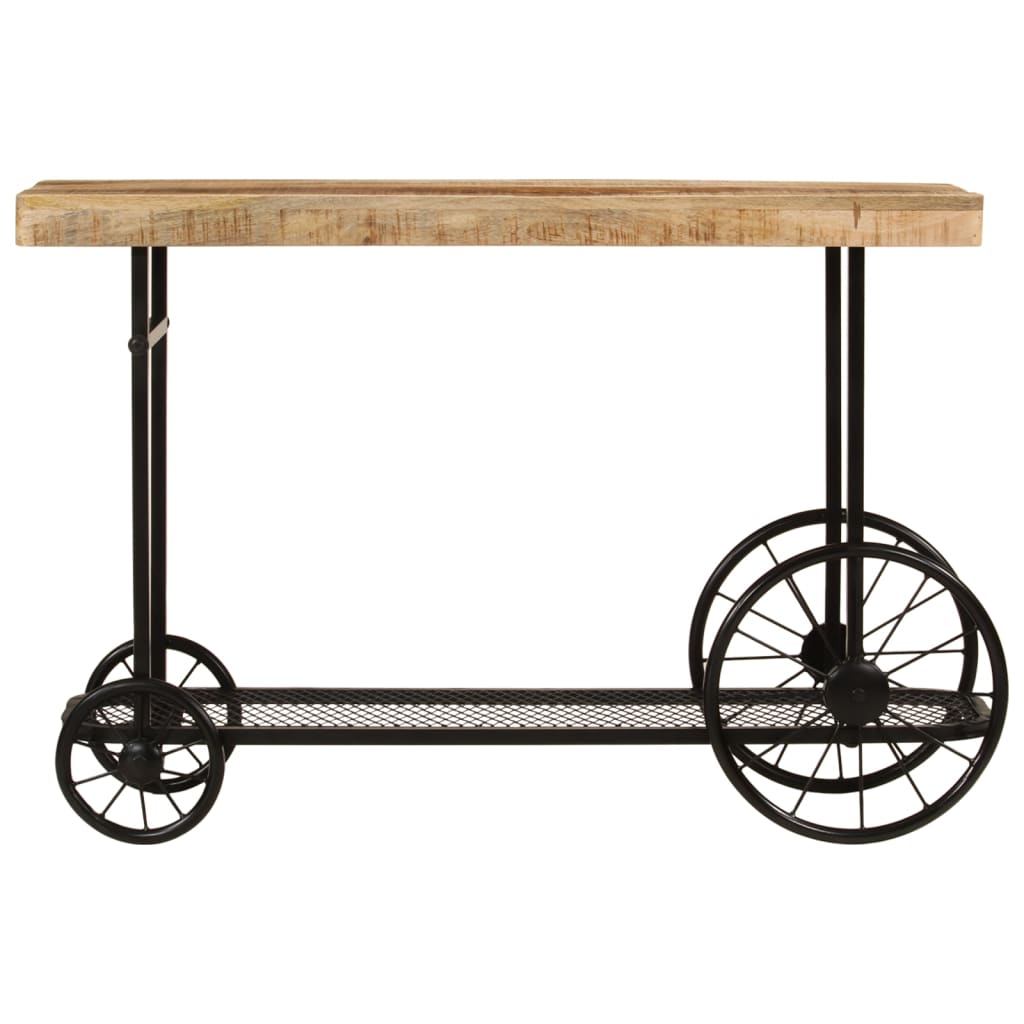 Mesa consola madera maciza de mango y hierro 112x36x76 cm