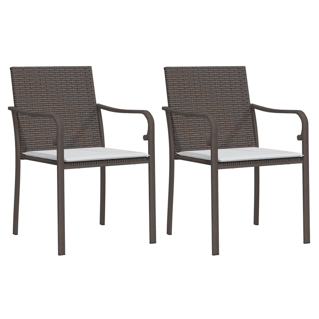 Juego comedor jardín 3 piezas y cojines ratán sintético y acero