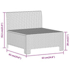 Set de muebles de jardín 3 pzas y cojines ratán sintético gris