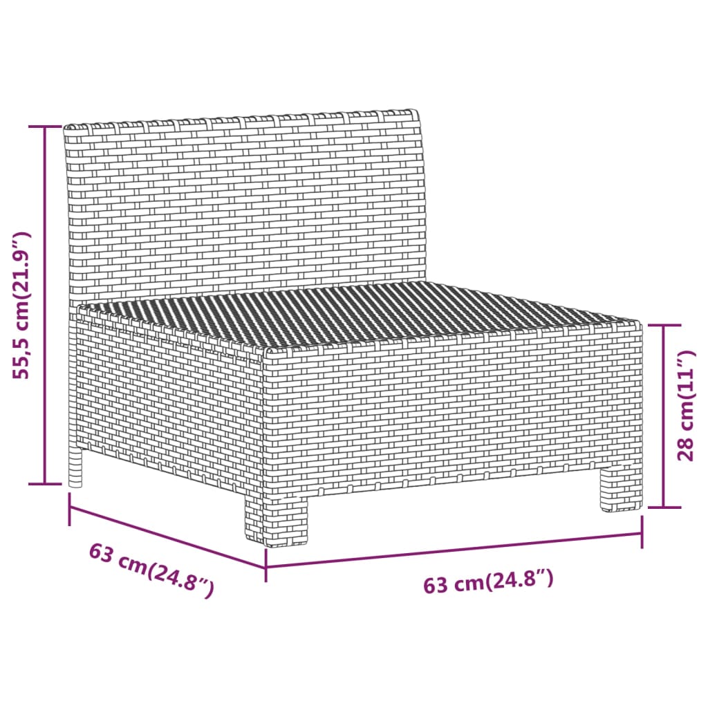 Set de muebles de jardín 3 pzas y cojines ratán sintético gris