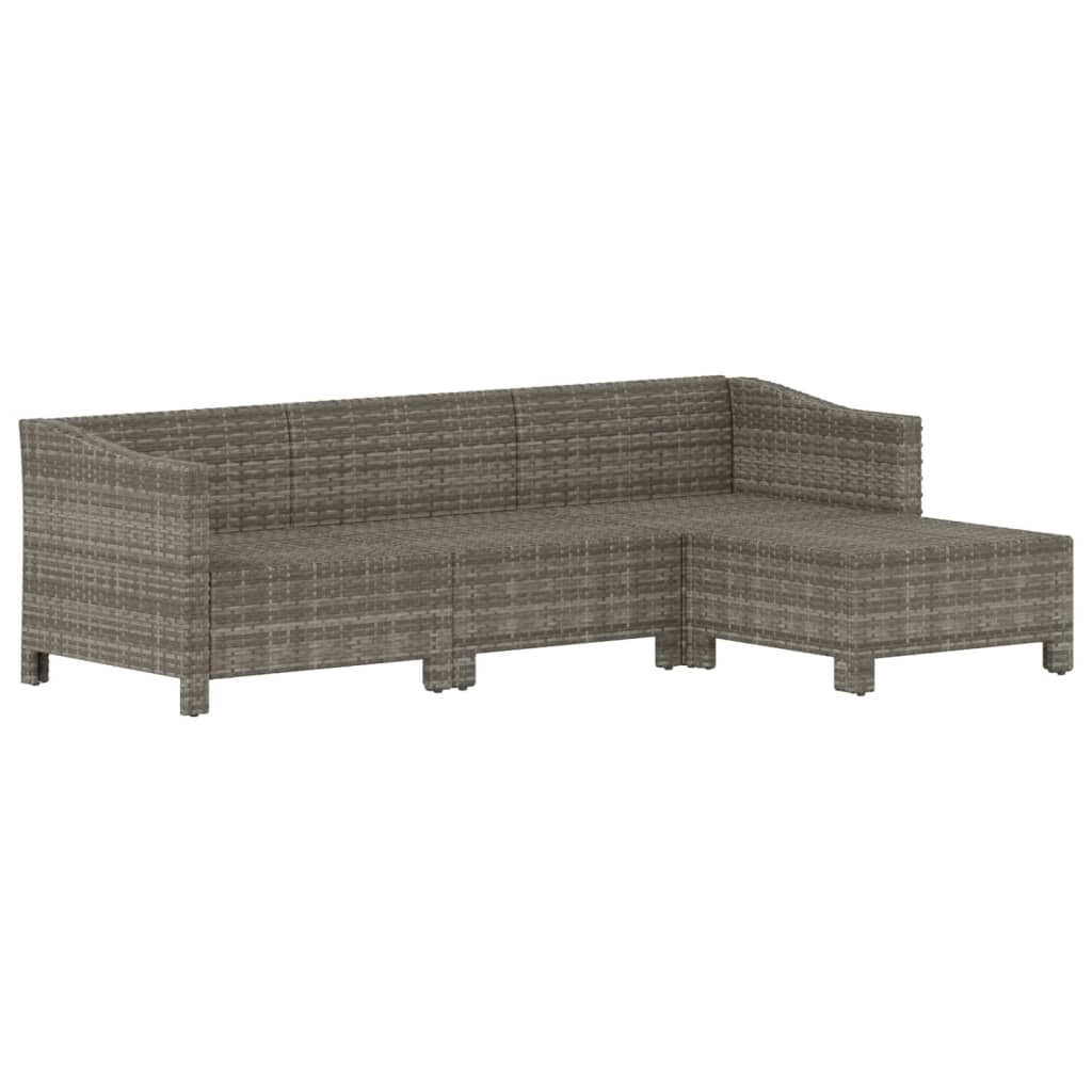 Set de muebles de jardín 4 pzas y cojines ratán sintético gris
