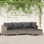 Conjunto de móveis de jardim de 4 peças com almofadas em vime sintético cinzento