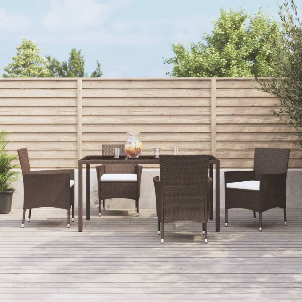 Juego de comedor de jardín 9 piezas ratán sintético marrón