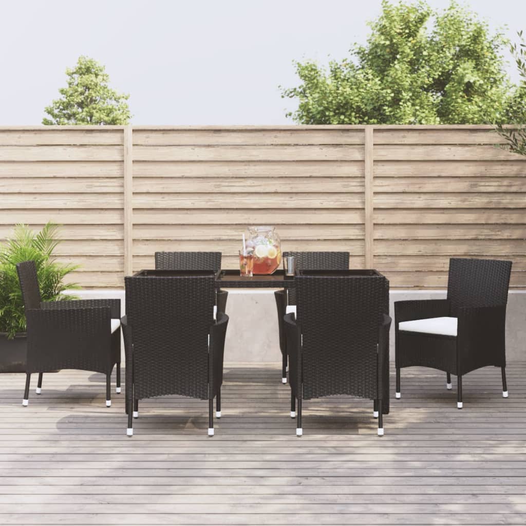 Juego de comedor de jardín 9 piezas ratán sintético marrón