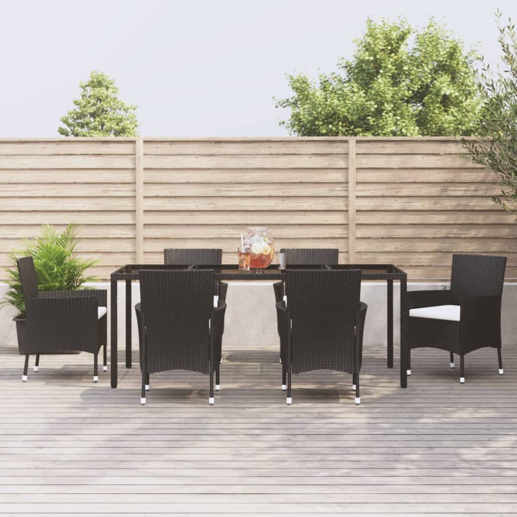 Juego de comedor de jardín 9 piezas ratán sintético marrón