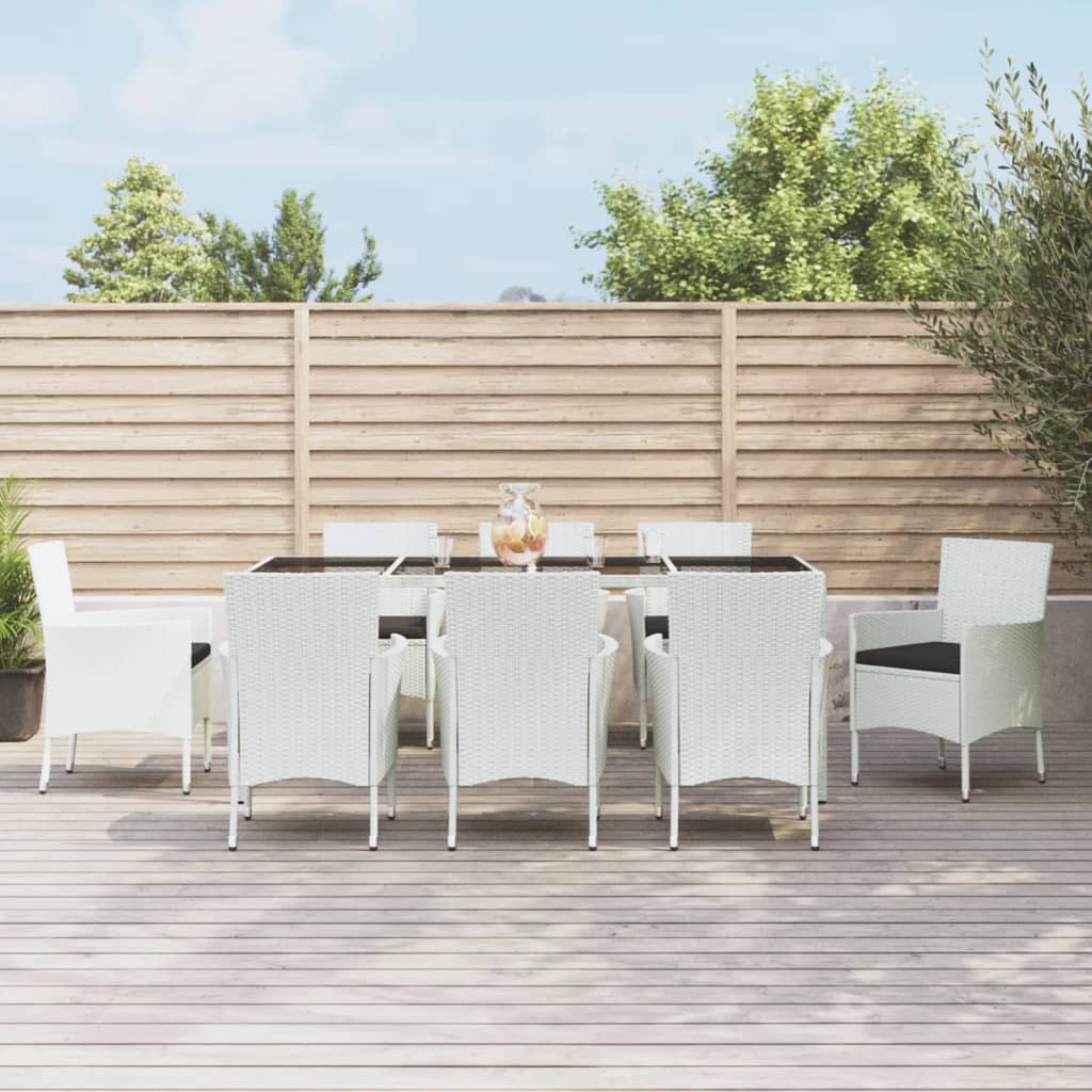 Juego de comedor de jardín 9 piezas ratán sintético marrón