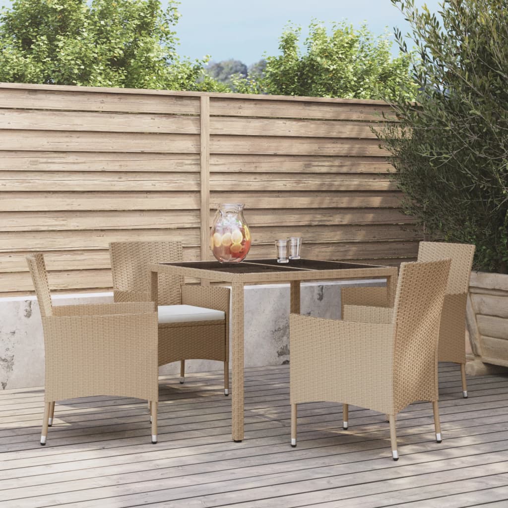 Juego de comedor de jardín 9 piezas ratán sintético marrón