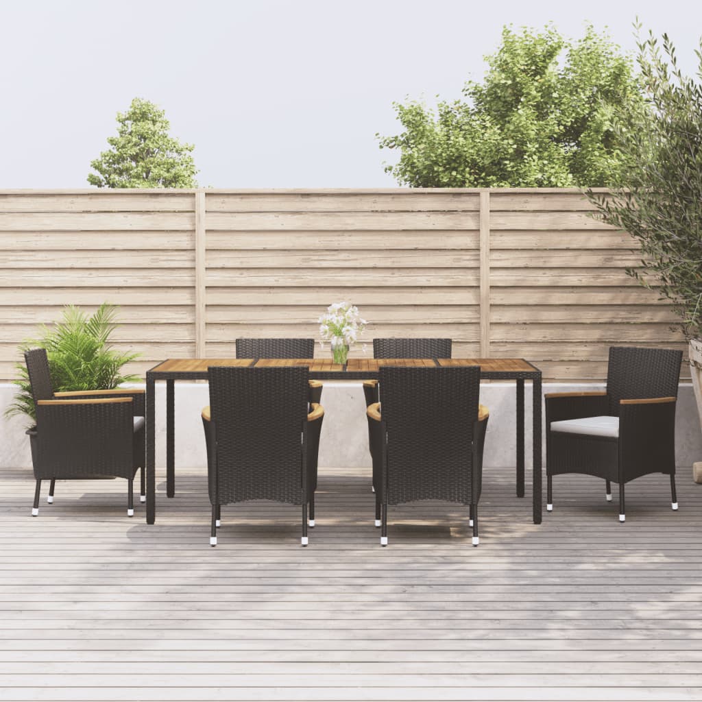 Juego de comedor de jardín 9 piezas ratán sintético marrón