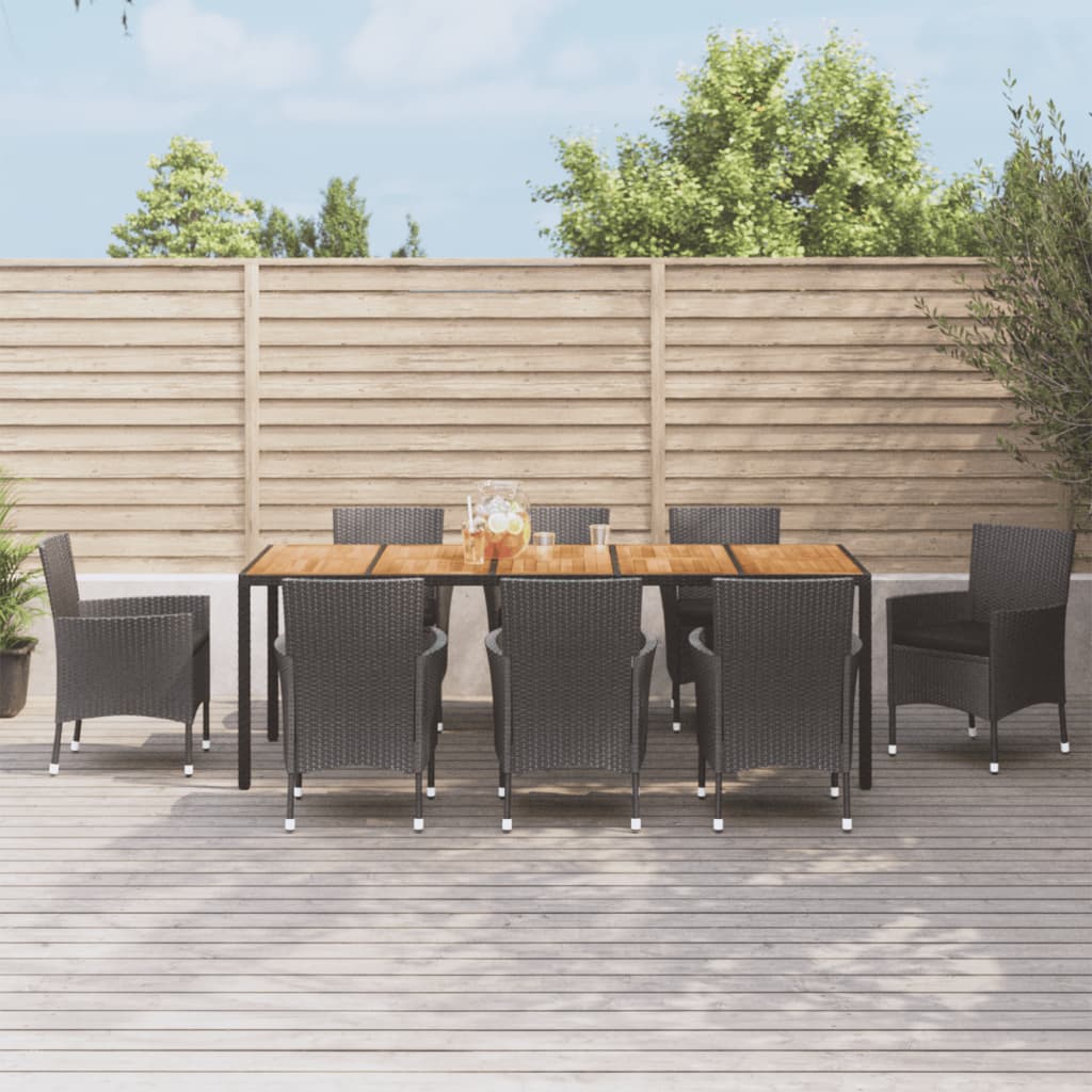 Juego de comedor de jardín 9 piezas ratán sintético marrón