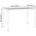 Mesa de comedor para jardín acero gris antracita 110x54x70 cm