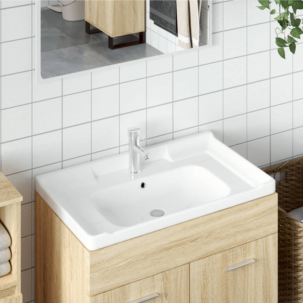 Lavabo de baño rectangular cerámica blanco 61x48x19,5 cm