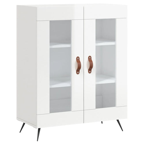 Aparador de madeira contraplacada branco brilhante 69,5x34x90 cm