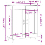 Aparador de madera contrachapada blanco brillante 69,5x34x90 cm