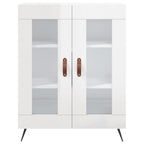 Aparador de madera contrachapada blanco brillante 69,5x34x90 cm