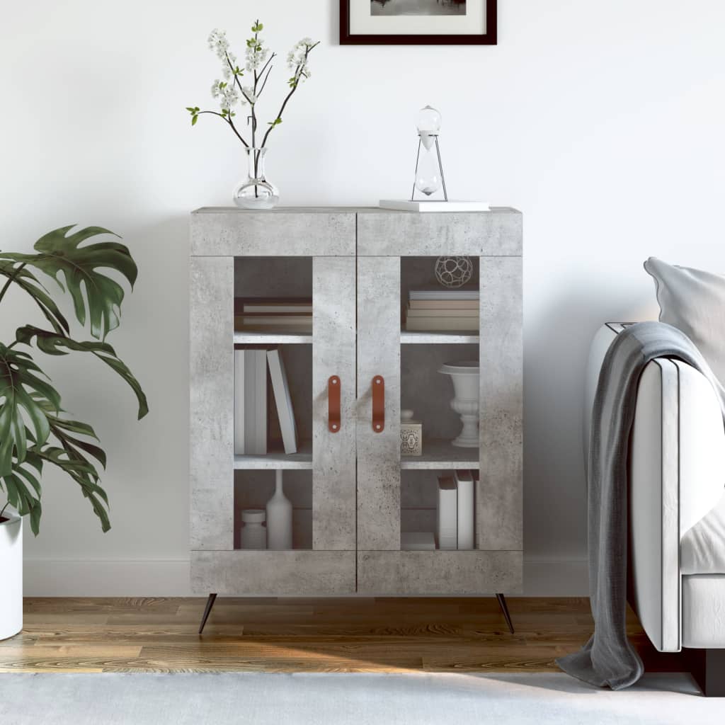 Aparador de madera contrachapada blanco brillante 69,5x34x90 cm