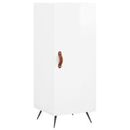 Aparador de madera contrachapada blanco brillante 34,5x34x90 cm