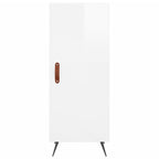 Aparador de madera contrachapada blanco brillante 34,5x34x90 cm