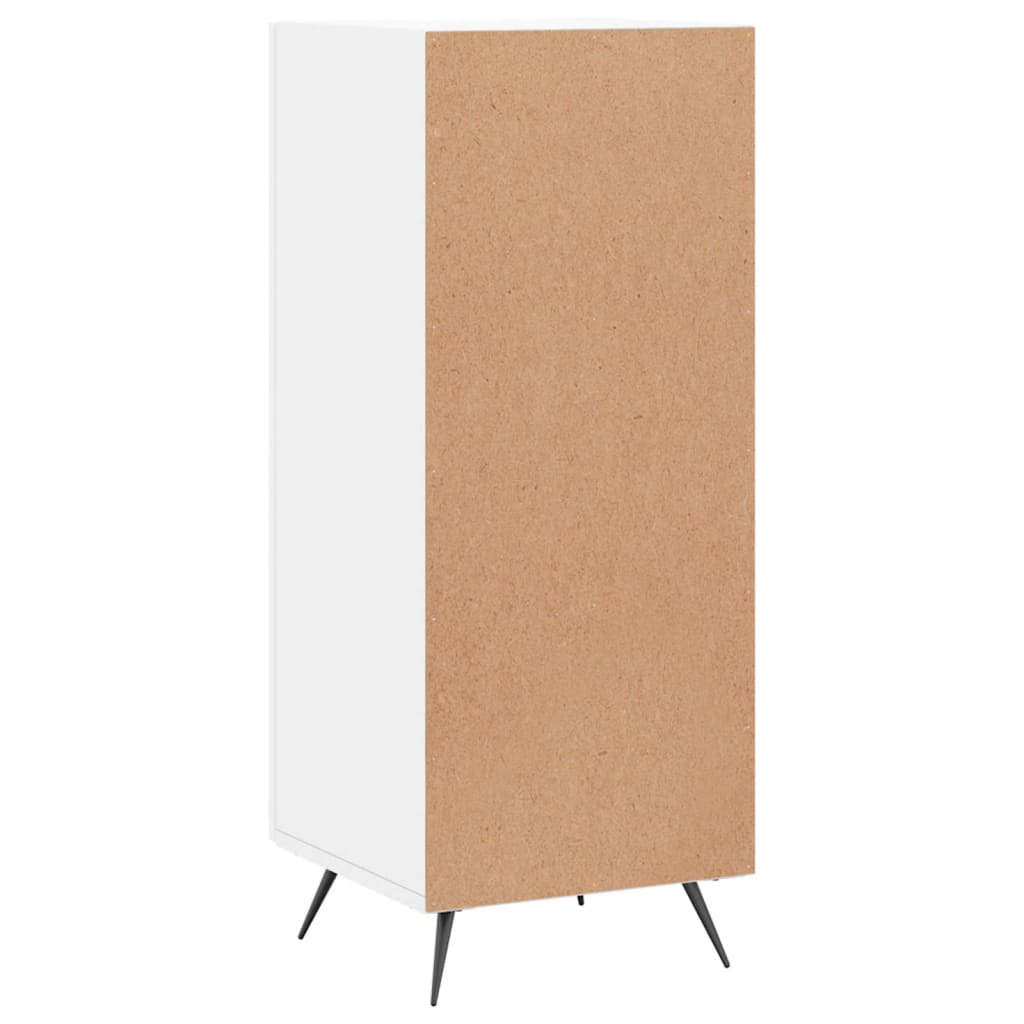 Aparador de madera contrachapada blanco brillante 34,5x34x90 cm