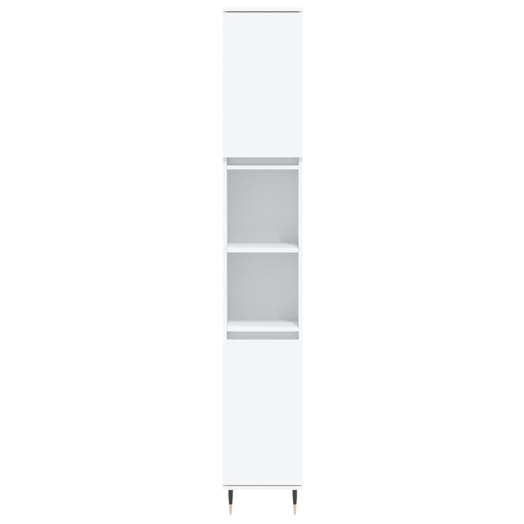 Armario de baño madera contrachapada blanco 30x30x190 cm