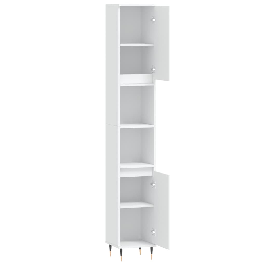 Armario de baño madera contrachapada blanco 30x30x190 cm
