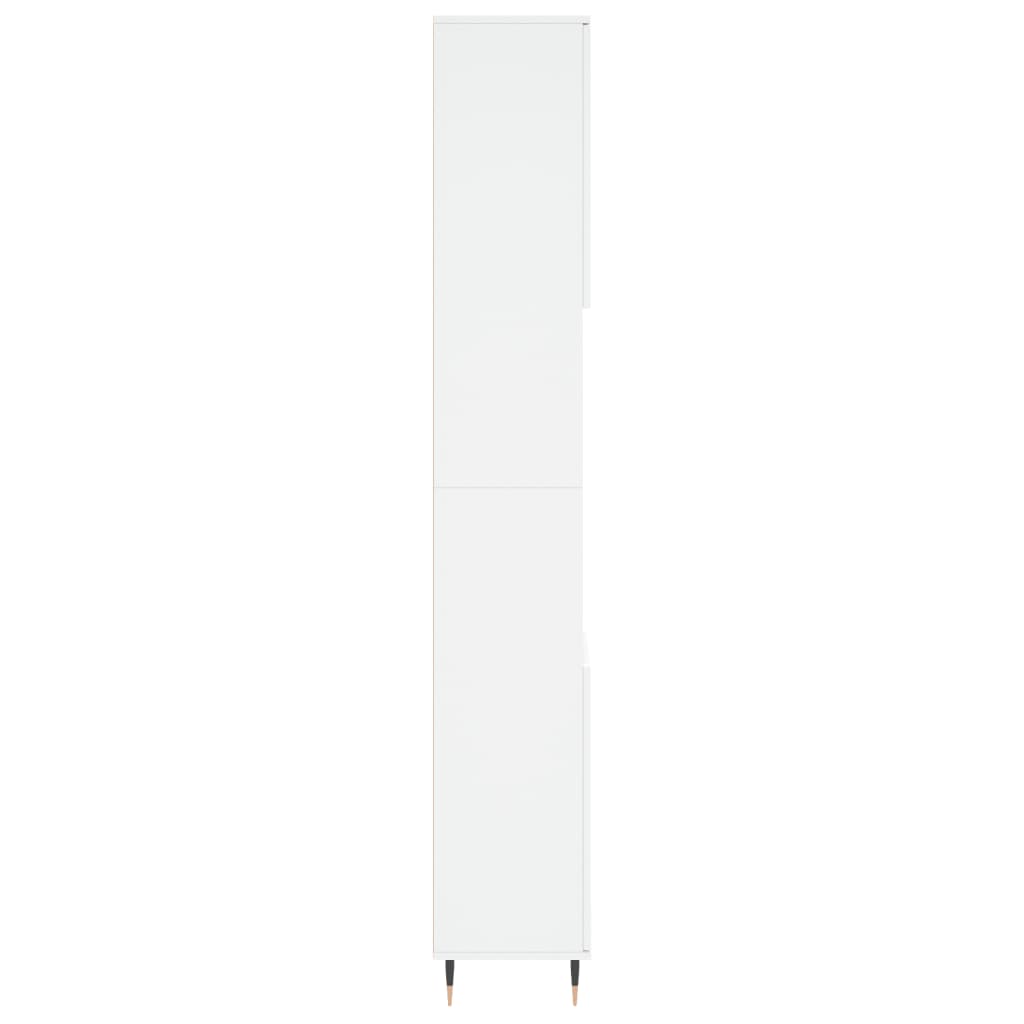 Armario de baño madera contrachapada blanco 30x30x190 cm