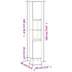 Armario de baño madera contrachapada roble ahumado 30x30x190 cm
