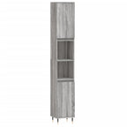 Armario de baño madera contrachapada gris Sonoma 30x30x190 cm