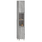 Armario de baño madera contrachapada gris Sonoma 30x30x190 cm
