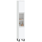 Armario de baño madera contrachapada blanco 30x30x190 cm
