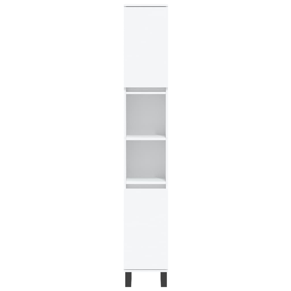 Armario de baño madera contrachapada blanco 30x30x190 cm