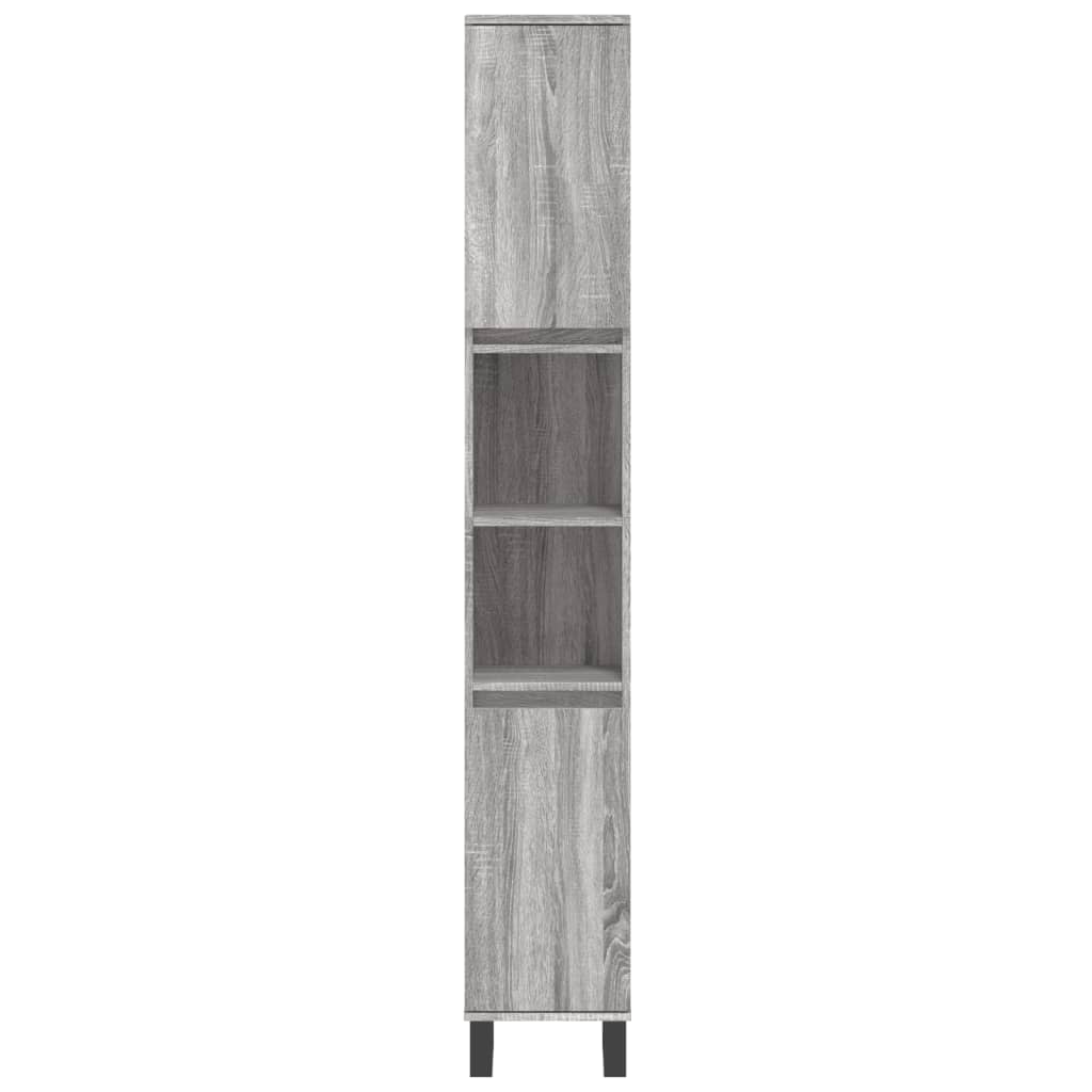 Armario de baño madera contrachapada gris Sonoma 30x30x190 cm