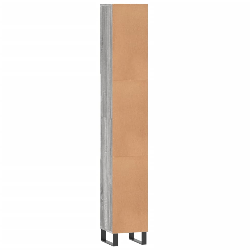 Armario de baño madera contrachapada gris Sonoma 30x30x190 cm