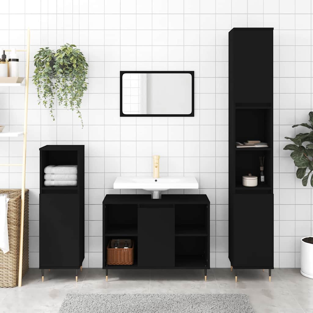 Armario de baño madera contrachapada gris Sonoma 65x33x60 cm