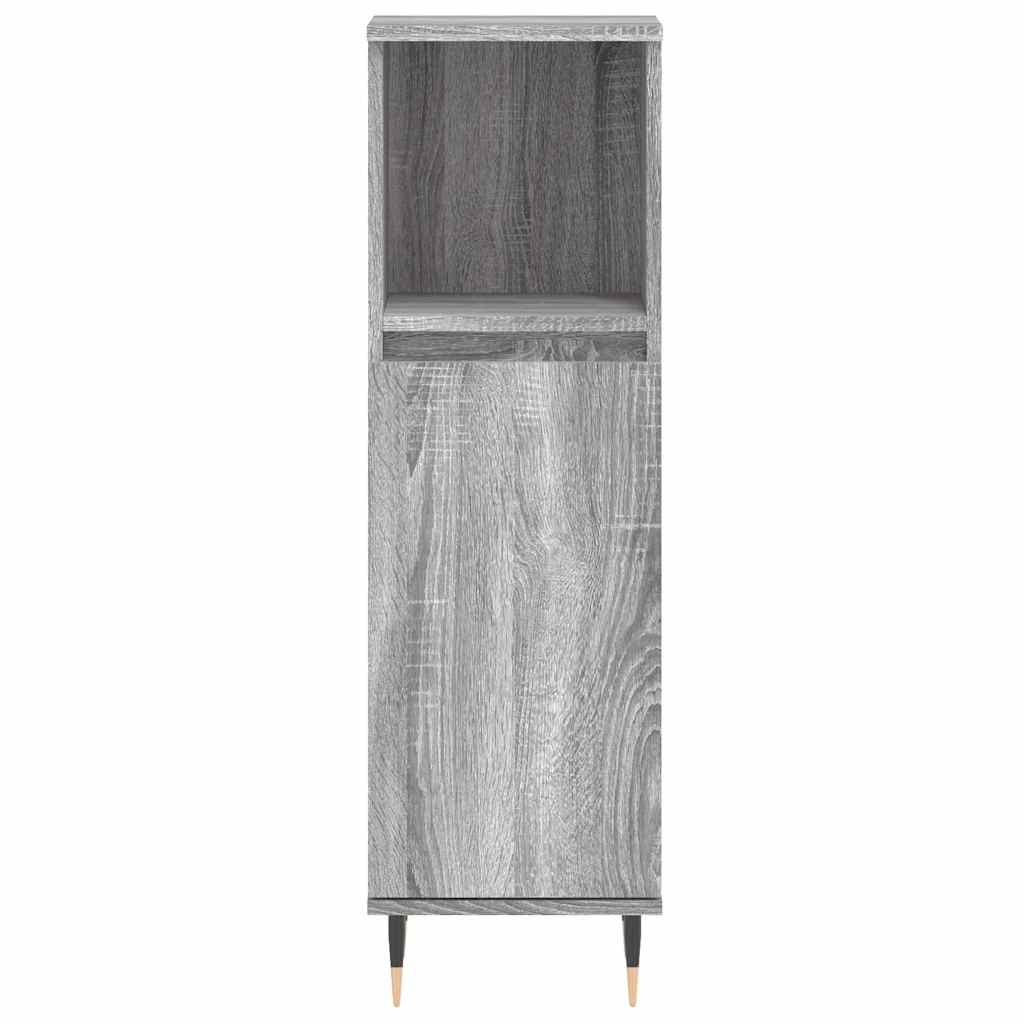 Armario de baño madera contrachapada gris Sonoma 30x30x100 cm