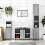 Armario de baño madera contrachapada gris Sonoma 30x30x100 cm