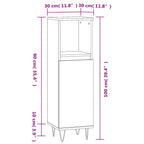 Armario de baño madera contrachapada gris hormigón 30x30x100 cm