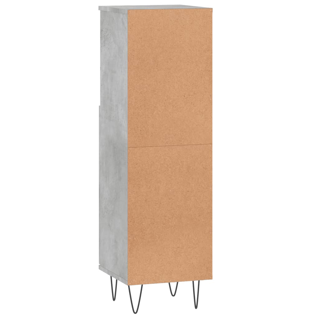 Armario de baño madera contrachapada gris hormigón 30x30x100 cm