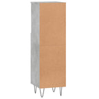 Armario de baño madera contrachapada gris hormigón 30x30x100 cm