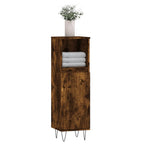 Armario de baño madera contrachapada roble ahumado 30x30x100 cm