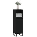 Armario de baño madera contrachapada negro 30x30x100 cm