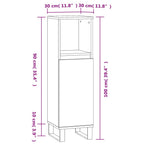 Armario de baño madera contrachapada negro 30x30x100 cm