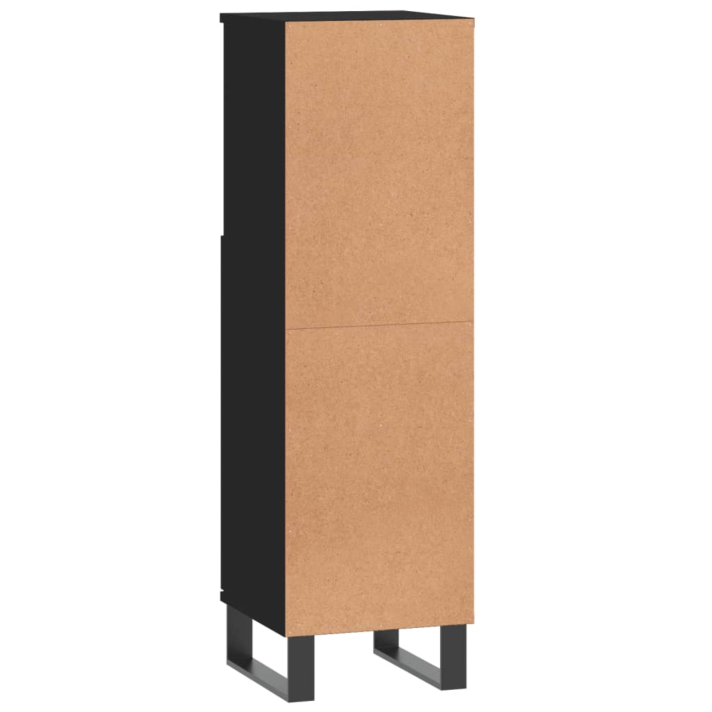 Armario de baño madera contrachapada negro 30x30x100 cm