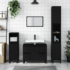 Armario de baño madera contrachapada negro 30x30x100 cm