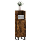 Armario de baño madera contrachapada roble ahumado 30x30x100 cm