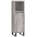 Armario de baño madera contrachapada gris Sonoma 30x30x100 cm